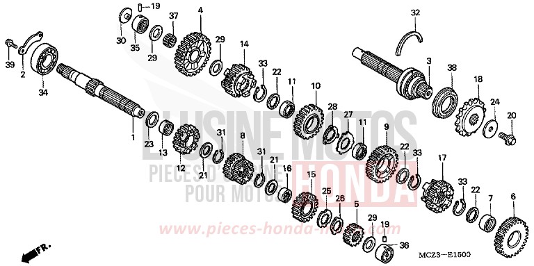 BOITE DE VITESSES de Hornet 900 DEGITAL SILVER METALLIC (NHA30) de 2005